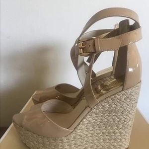 Michael Kors nude patent wedges
